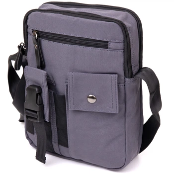 Універсальна текстильна чоловіча молодіжна сумка на два відділення VINTAGE Youth Bag 20659 Графитовая