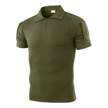 Тактическая футболка с коротким рукавом Lesko A416 Green S мужская на змейке с карманами камуфляжная убокс (SKU_4251-15827)