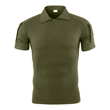 Тактическая футболка с коротким рукавом Lesko A416 Green S мужская на змейке с карманами камуфляжная убокс (SKU_4251-15827)