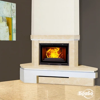 Портал для камина (облицовка) Браво угловой Бавария из мрамора Botticino, Beige Multiglass