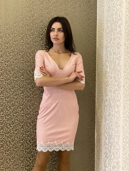 Жіноче плаття зі шкір-зама Poliit 8400 рожевий 36