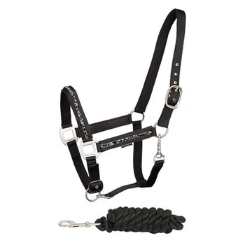 Комплект недоуздок и чумбур Harrys Horse "Quartz" Черный Cob