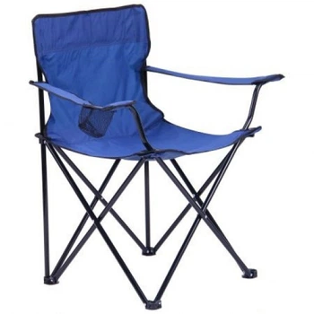 Розкладний туристичний стілець зі спинкою та підстаканником Camping Quad Chair HX 001 навантаження до 120 кг, 80×50×50 см, тканина Оксфорд 600D + ПВХ покриття, Синій