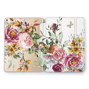 Чехол книжка, обложка для Apple iPad (Нарисованные пионы) модели 9.7 2/3/4 эпл айпад 2011 2012