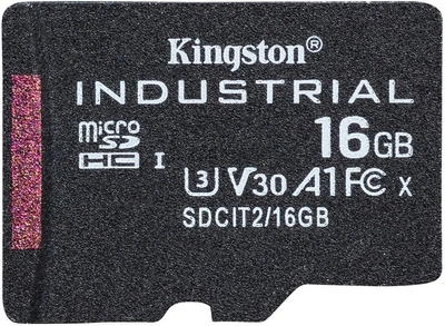 Карта памяти Kingston microSDHC 16GB Industrial Class 10 UHS-I V30 A1 (SDCIT2/16GBSP)