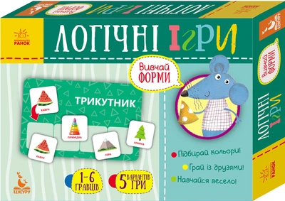 Настільна гра Кенгуру Логічні ігри. 2+ Вивчай форми. 24 картки - (9789667489427)