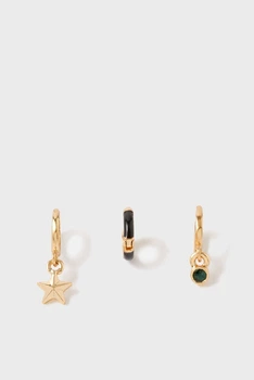Женские золотистые серьги (3 шт) ENAMEL STAR DROP Accessorize OS 181995