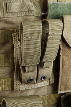 Двойной магазинный подсумок для пистолетных магазинов молле Shark Molle 9mm Pistol Double Mag Pouch 80001202, 900D Coyote Brown