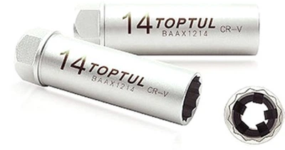 Свечная головка Toptul 14 мм 3/8" 12-гранная с пружинным фиксатором (BAAX1214)