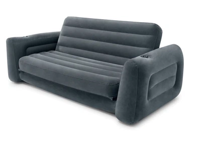 Двомісний надувний диван трансформер Intex Pull-Out Sofa трансформер з насосом Чорний 203х224х66 см (IP-171849)