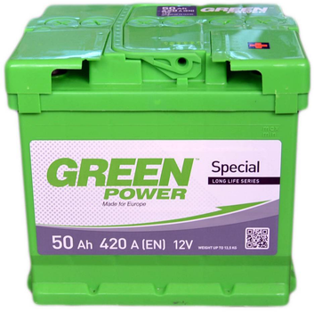 Автомобильный аккумулятор Green Power 50 Ah (-/+) Euro (420EN) (22355)