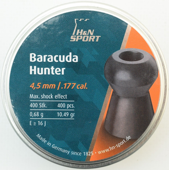 Кулі пневматичні (для повітря) 4,5мм 0,68г (400шт) H&N Baracuda Hunter. 14530197