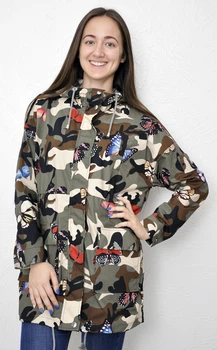 Вітровка жіноча Miss Sun парка камуфляж метелики Msj-s005 2XL/50