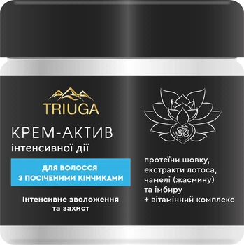 Крем-актив для волосся з посіченими кінчиками Triuga Ayurveda Professional Home Care Зволоження та захист 300 мл (4820164640784)