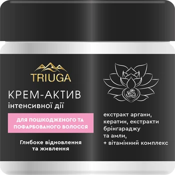 Крем-актив для пошкодженого та фарбованого волосся Triuga Ayurveda Professional Home Care Глибоке відновлення і живлення 300 мл (4820164640760)