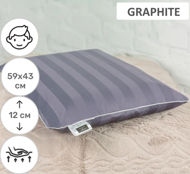 Подушка ортопедична MirSon №6047 Noble stripe Graphite MEN Memory 59х43х12 см (2200003261707)