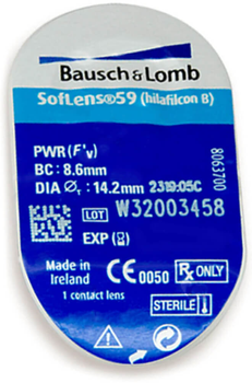 Контактные линзы Bausch&Lomb SofLens59 BC=8.6 DIA=14.2 PWR=-3.00 1 линза