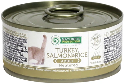 Консервований корм для стерилізованих кішок і котів Nature\'s Protection Neutered Turkey, Salmon & Rice з індичкою, лососем і рисом 400 г (4771317246363)