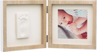 Набір для створення відбитка ручки та ніжки малюка Baby Art Подвійна рамка Дерев'яна (3601098300)