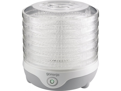 Сушилка для овощей и фруктов мяса рыбы электрическая Gorenje FDK 20 MG 240 Вт 5 секций защита от перегрева белая/прозрачная дегидратор + сетка для ягод