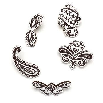 Набір дерев’яних значків для одягу, рюкзака або сумки від Lex Altern (Готика, нуар, вікторіанський, троянда, орхідея, череп, бароко) піни з фанери, брелок, брошка з дерева на подарунок