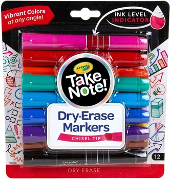 Набор маркеров сухого стирания Crayola Take Note! Low Odor Dry Erase Markers 12 шт. (58-6545)