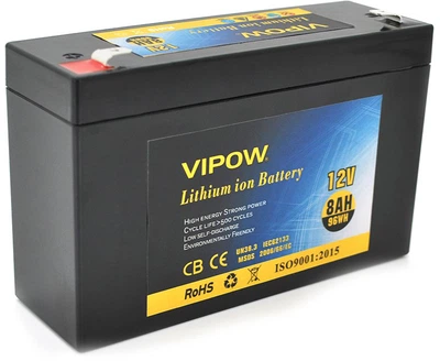 Аккумуляторная батарея Vipow литиевая 12 V 8A с элементами Li-ion 18650 со встроенной ВМС платой (3S4P) (VP-1280LI)