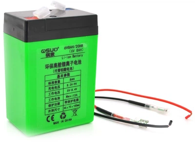 Аккумуляторная батарея QiSuo литиевая 6V 8A с элементами Li-ion 18650 + зарядное устройство 8.4V 1A + крокодилы (QS-608CH)