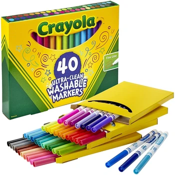 Фломастеры Washable (на водной основе) 40 цветов тонкие, Crayola (Крайола)