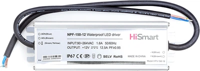 Zasilacz HiSmart 12V 125A 150W PFC IP67 (NPF-150-12)