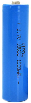Аккумулятор Vipow 18650 Li-Ion ICR18650 TipTop, 1500 мАч, 3.7V 1 шт Blue (ICR18650-1500mAhTT)