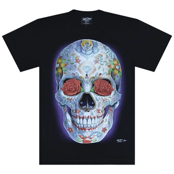 Футболка Rock Chang Calavera Skull With Roses (3D, светится в темноте) Черный (00000009324), Размер L
