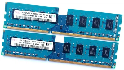 Комплект оперативной памяти Hynix DDR3 8Gb (4Gb+4Gb) 1600MHz PC3 12800U 2R8 CL11 (HMT351U6CFR8C-PB N0 AA) Б/У