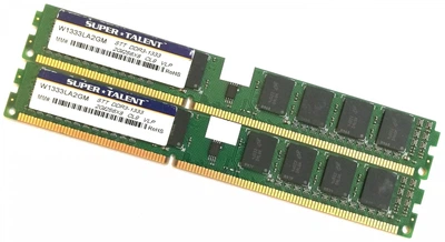 Пара оперативной памяти Super Talent VLP DDR3 4Gb (2Gb+2Gb) 1333MHz 10600U 1R8 CL9 (W1333LA2GM) Б/У