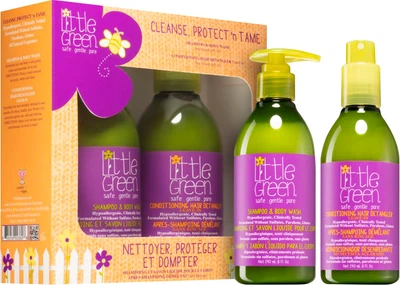 Подарочный набор Little Green Kids Cleanse, Protect'n Tame Шампунь и гель для тела 240 мл + Спрей-кондиционер 240 мл (669259003608)
