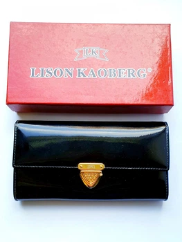 Женский кожаный лаковый кошелек Onel Lison Kaoberg-011 черный