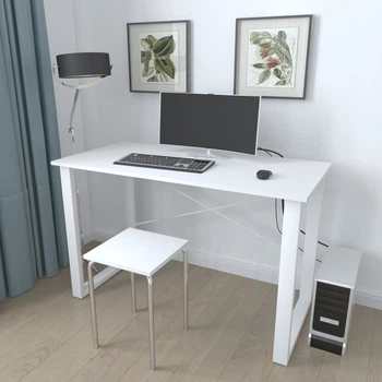 Письмовий стіл Ferrum-decor Драйв 750x1400x600 Білий метал ДСП Білий 16 мм (DRA057)