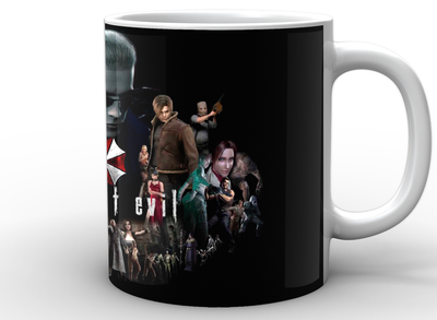Кружка белая Resident Evil Обитель зла герои керамика, белого цвета 330мл.