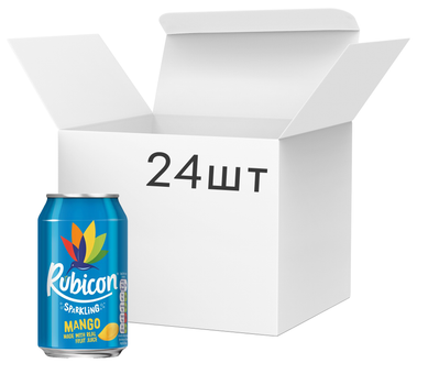 Упаковка безалкогольного газованого напою Rubicon Mango 0.33 л х 24 шт. (5000382030898)