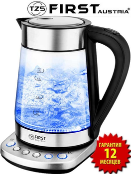Електрочайник FIRST скло (диск, 1,7л, стрикс) 2200Вт FA-5405-9