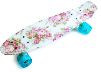 Дитячий пенні борд Space Sport Flowers ABEC-7 пластиковий зі світними колесами Різнобарвний 55х15 см (DP-1427061371)