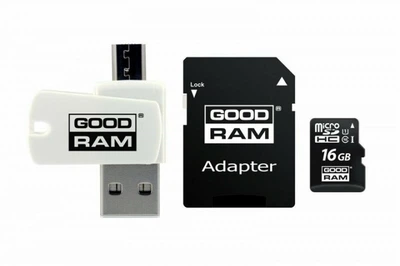 Картка пам'яті MicroSDHC 16GB UHS-I Class 10 GoodRam + SD Adapter + OTG Card reader (M1A4-0160R12)