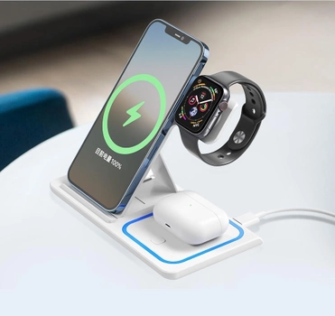 Док-станция XO 15W Quick Charge 3в1 для iPhone/Samsung/Apple Watch/AirPods white