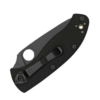 Ніж складний Spyderco Tenacious Black Blade, напівсерейтор (C122GBBKPS)