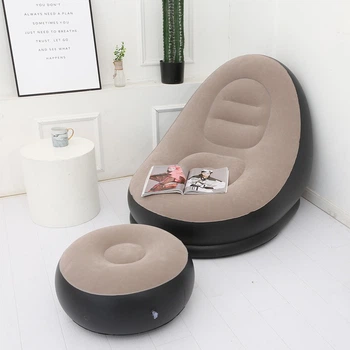 Надувне садове крісло з пуфіком Air Sofa Comfort zd-33223, велюр, 76*130 см