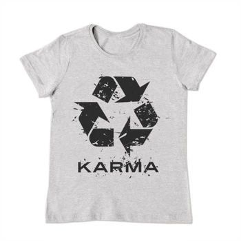 Женская Футболка Джива серая меланж с принтом Karma M