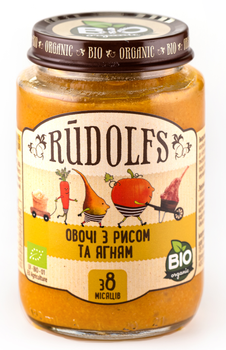 Упаковка овочево-м'ясного пюре Rudolfs Овочі та рис з ягням з 8 місяців 190 г х 6 шт. (14751017940249)