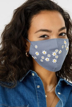 Женская голубая защитная маска Embroidered Daisy Accessorize OS 287993