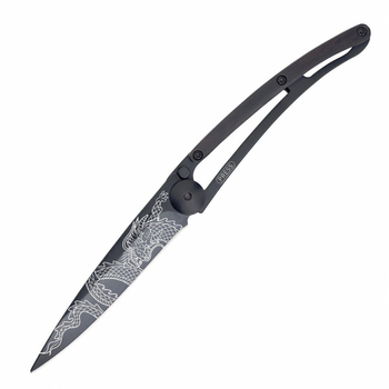 Нож Deejo Tattoo Wood Black 37g, Granadilla, Japanese Dragon 1GB107