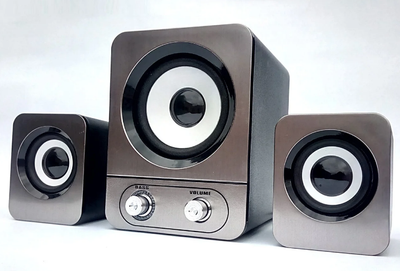 Колонки Aurora с сабвуфером для компьютера Good Sound 2.1 FT-25 Серебряные